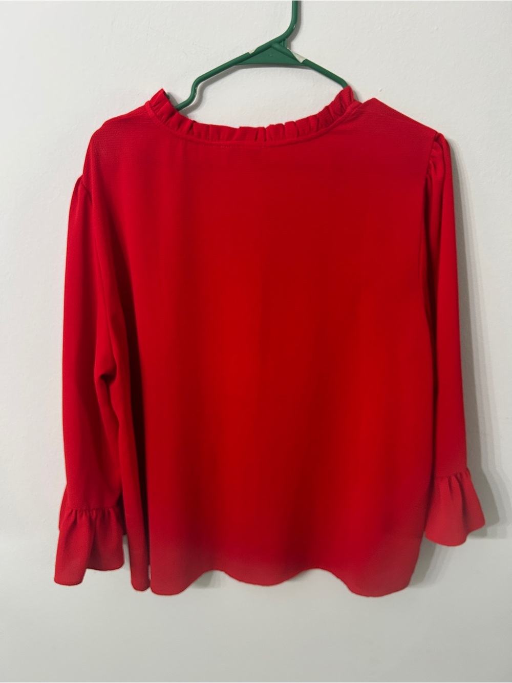 Women’s CeCe Ruffle Sleeve Blouse Size XL Red V-Neck Career Top - Picture 2 of 5